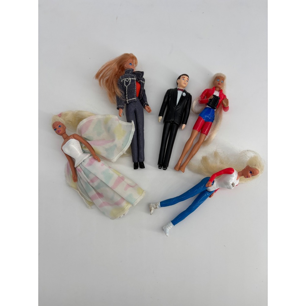 VTG 90s Mattel Barbie Ken Mini Doll Lot of 5 Pocket Size Figures Hard to FInd